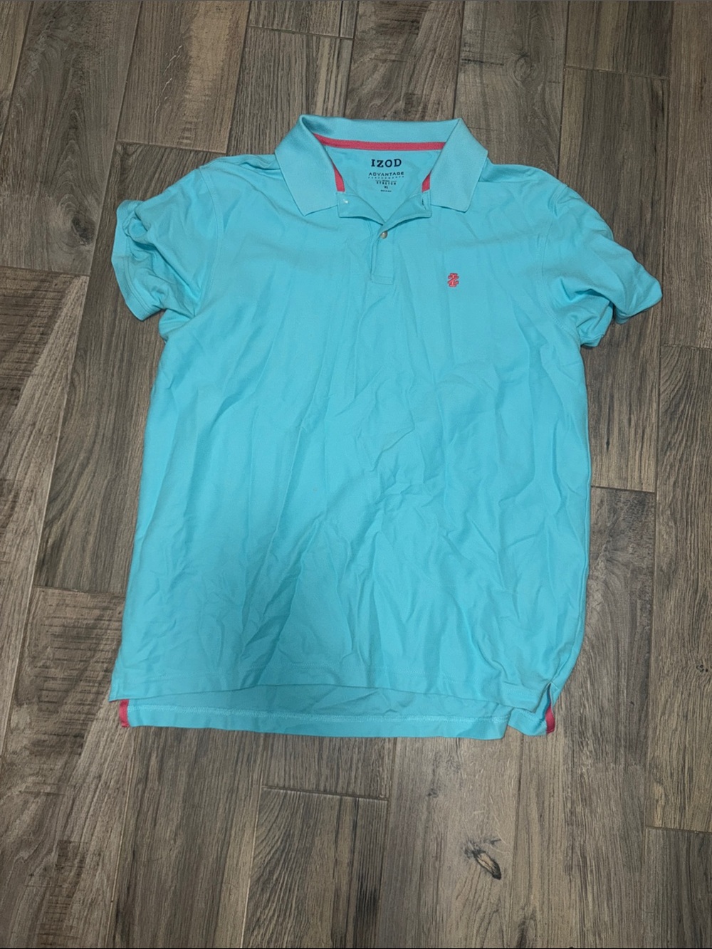 Izod Light Aqua Polo with Pink Trim